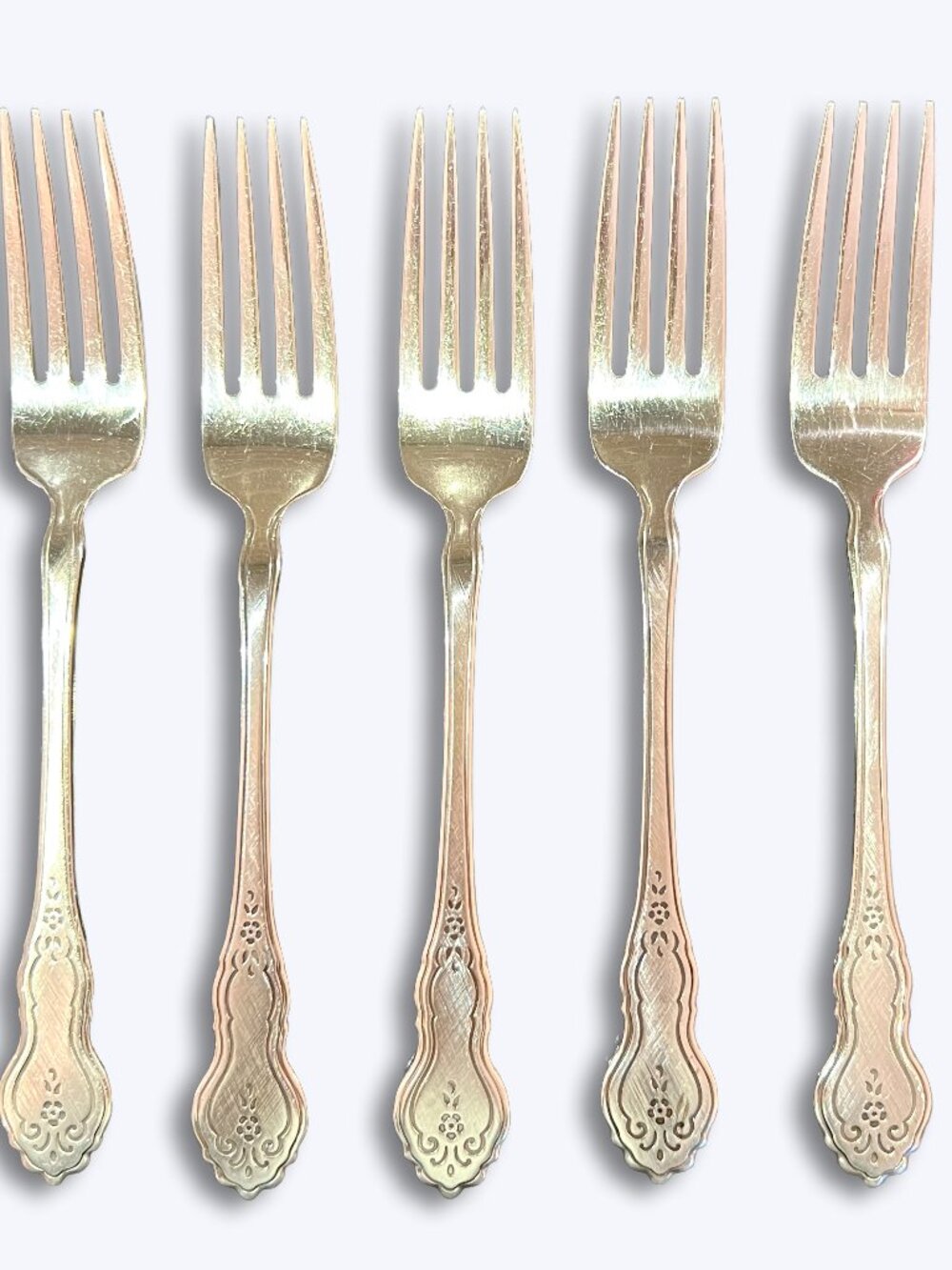 Oneida Stainless Folk Art Meredith Set of 5 Dinner Forks Deluxe Burnished 7 3/8"